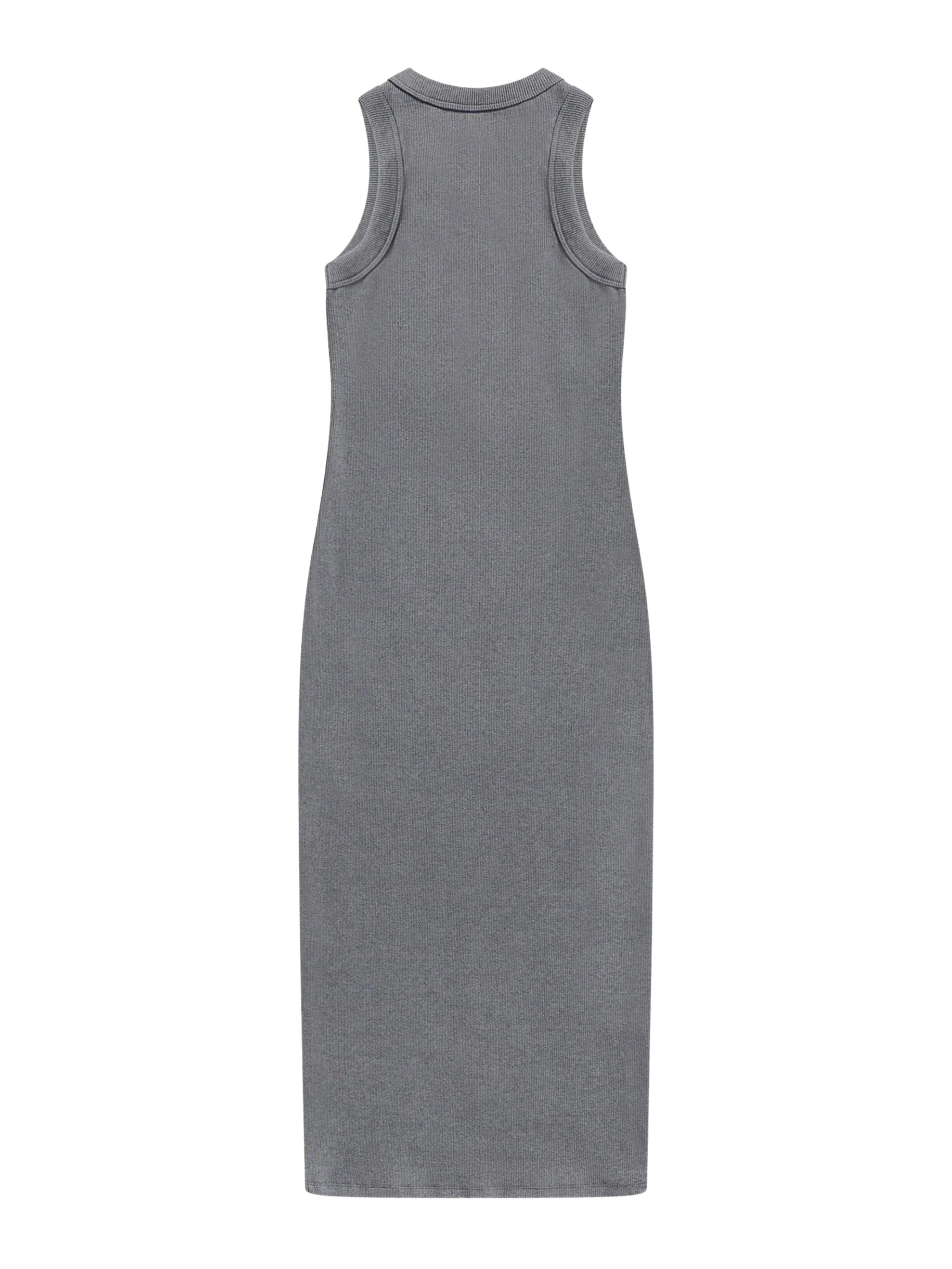 Distressed crystal ribbed knit midi tank dress