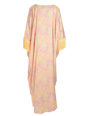 YELLOW KAFTAN WITH DARK PINK ON THE SLEEVES