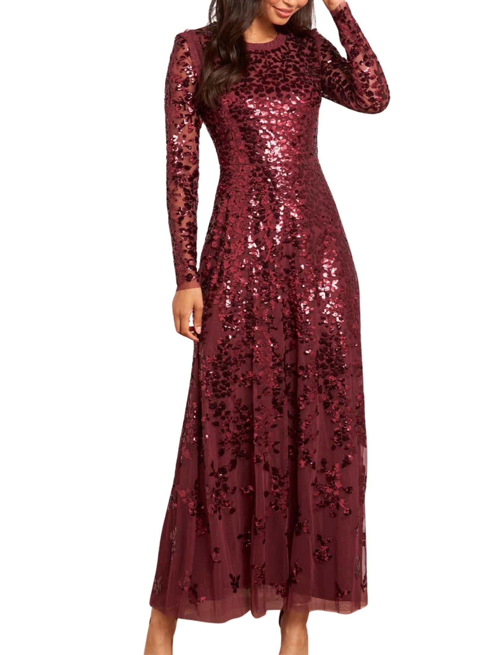 Rosanna lattice round neck gown