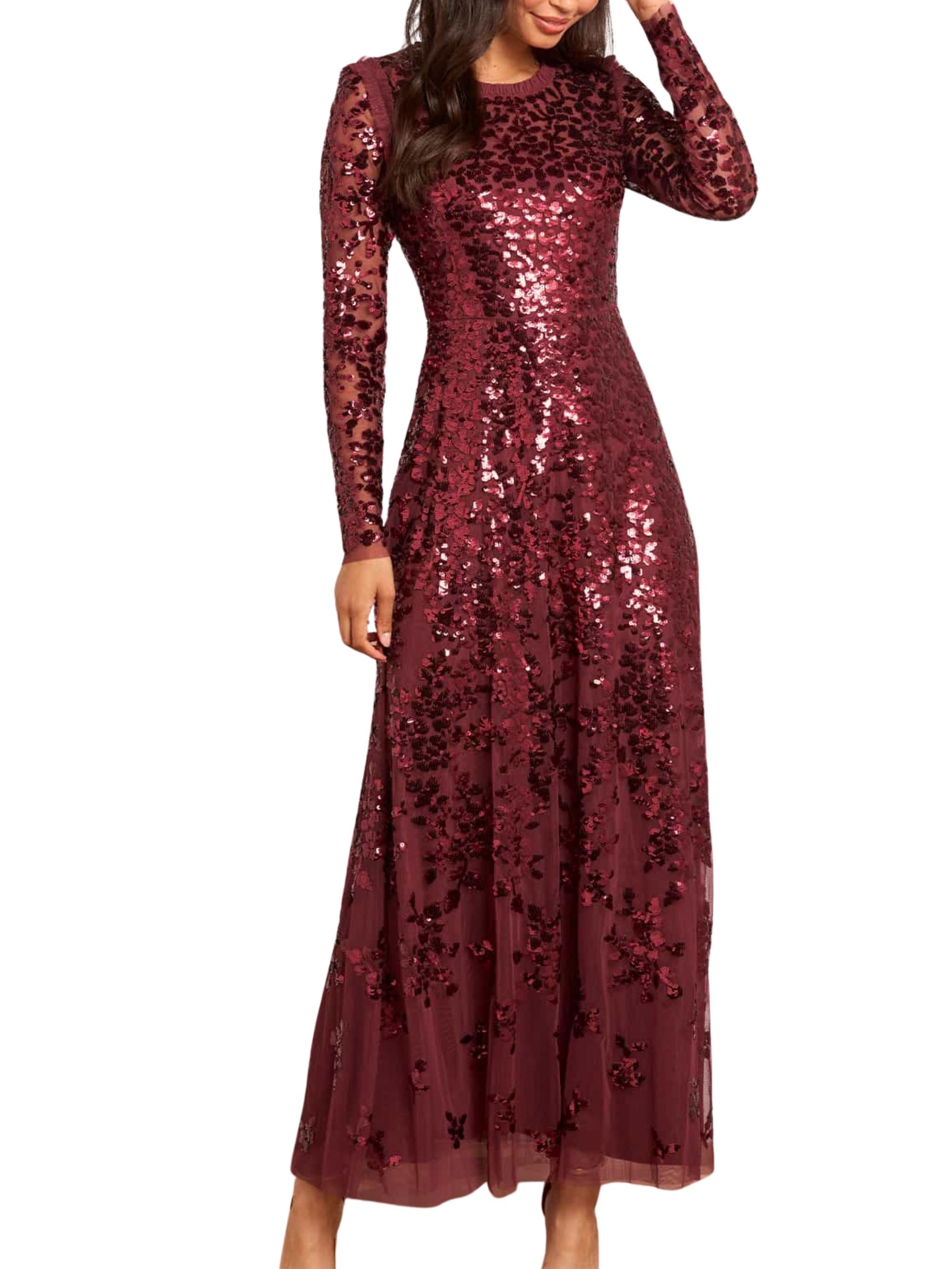 ROSANNA LATTICE ROUND NECK GOWN