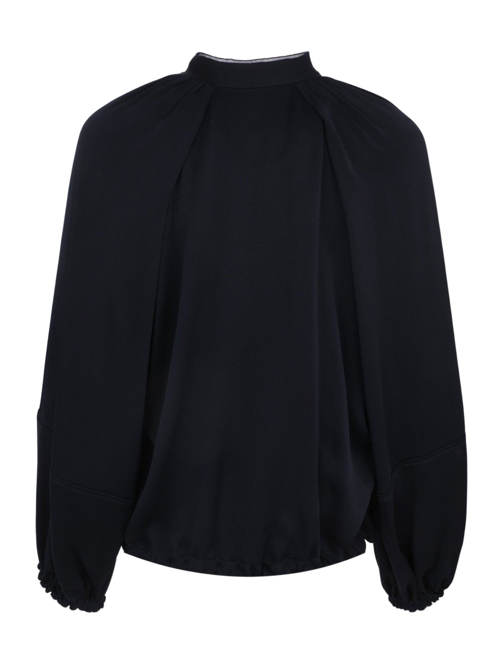Shiny enver satin bomber with balloon sleeve
