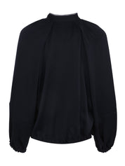 Shiny enver satin bomber with balloon sleeve