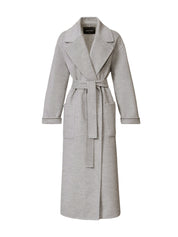 WOOL CASHMERE DOUBLE TOPCOAT PATCH POCKETS AND SELF BELT