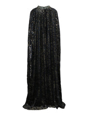 Imola beaded neckline fil coupe chiffon full length cape dress