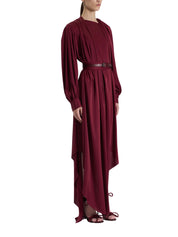 RED BELTED LONG DRESS