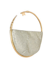 Key eternity lace glitter gold round glitter clutch