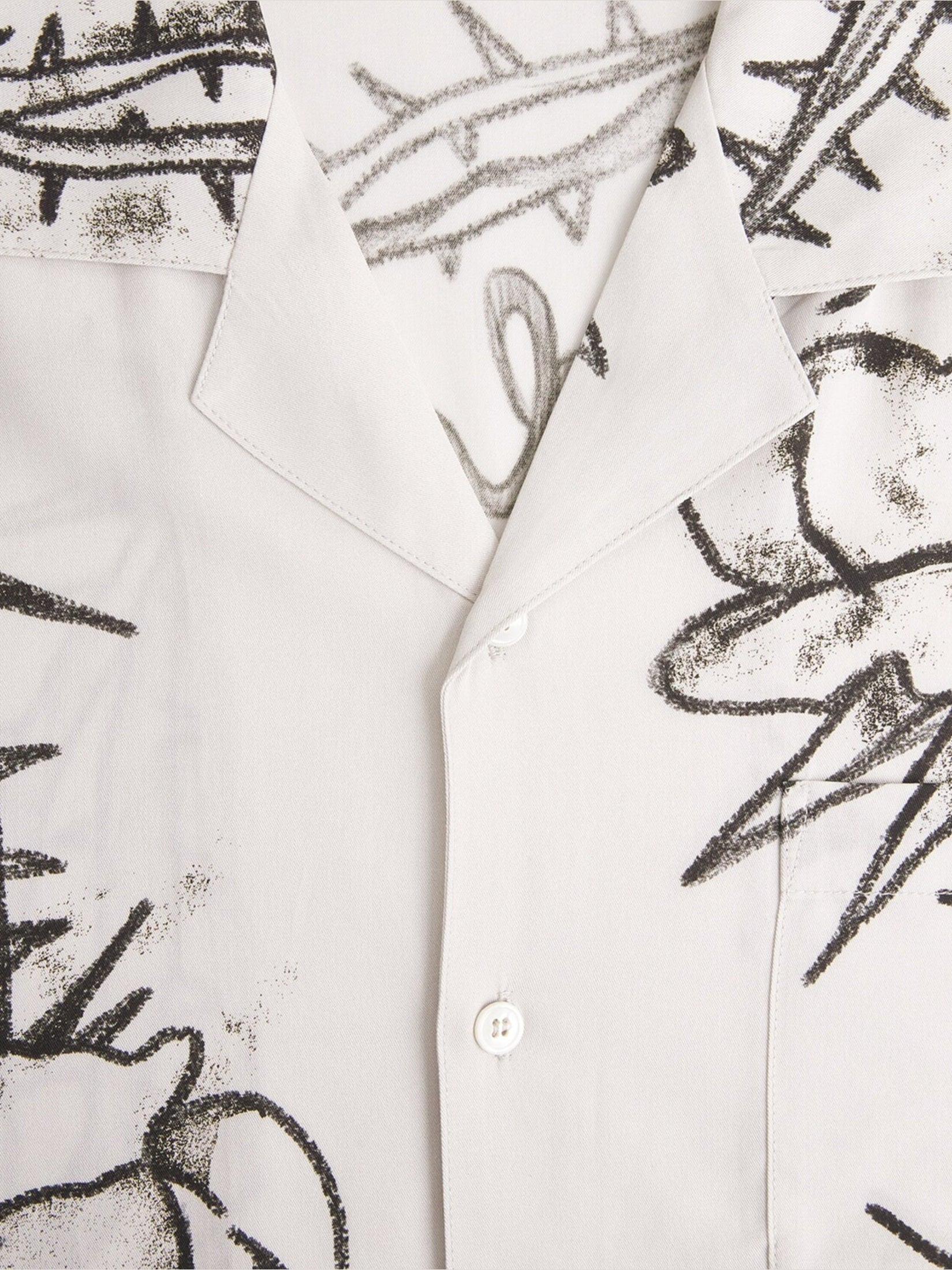 Inked camp collar shirt beige