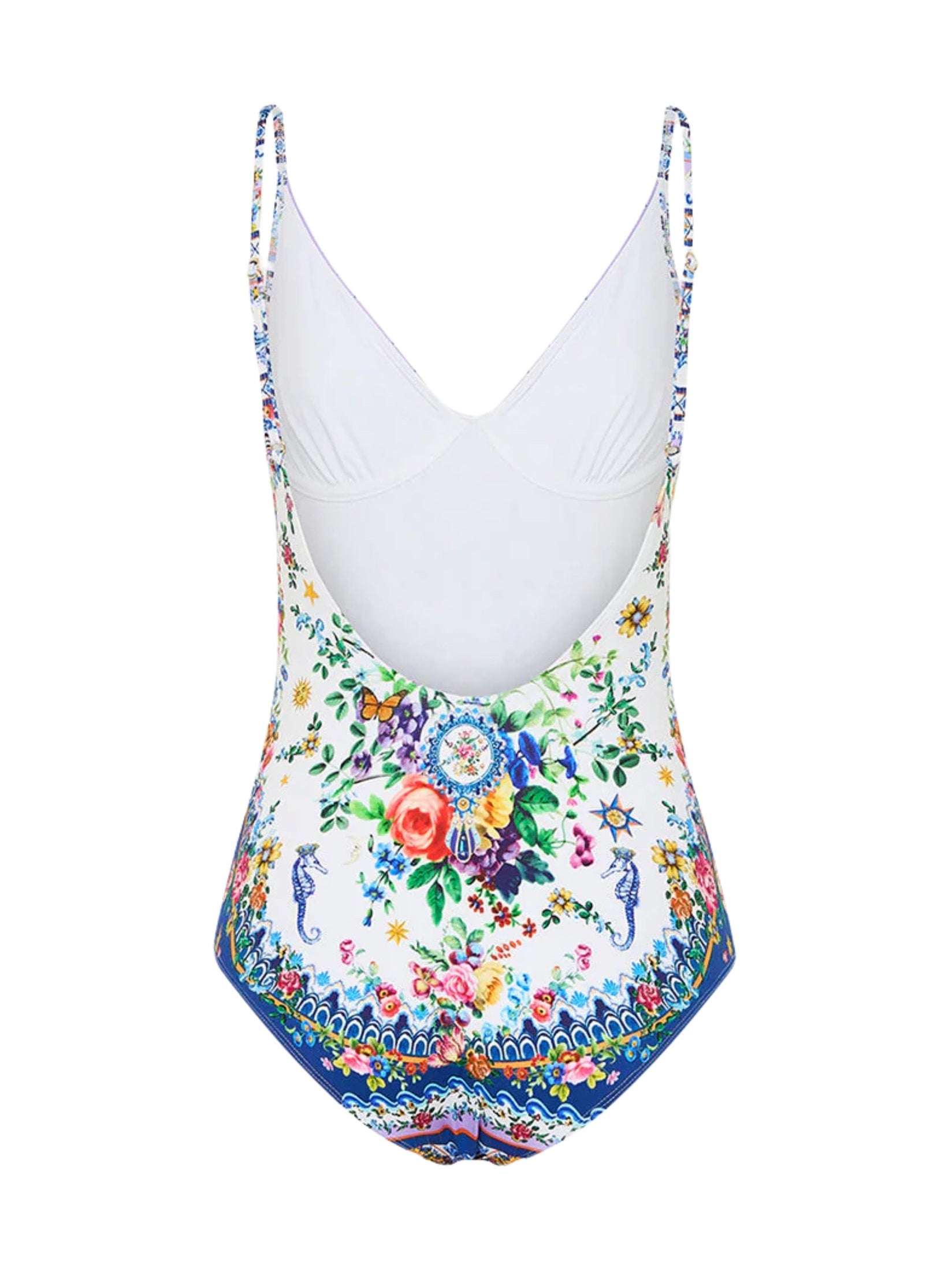V neck underwire one piece with scoop back
