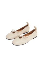 ROSALIND CREAM LEATHER BALLET FLATS