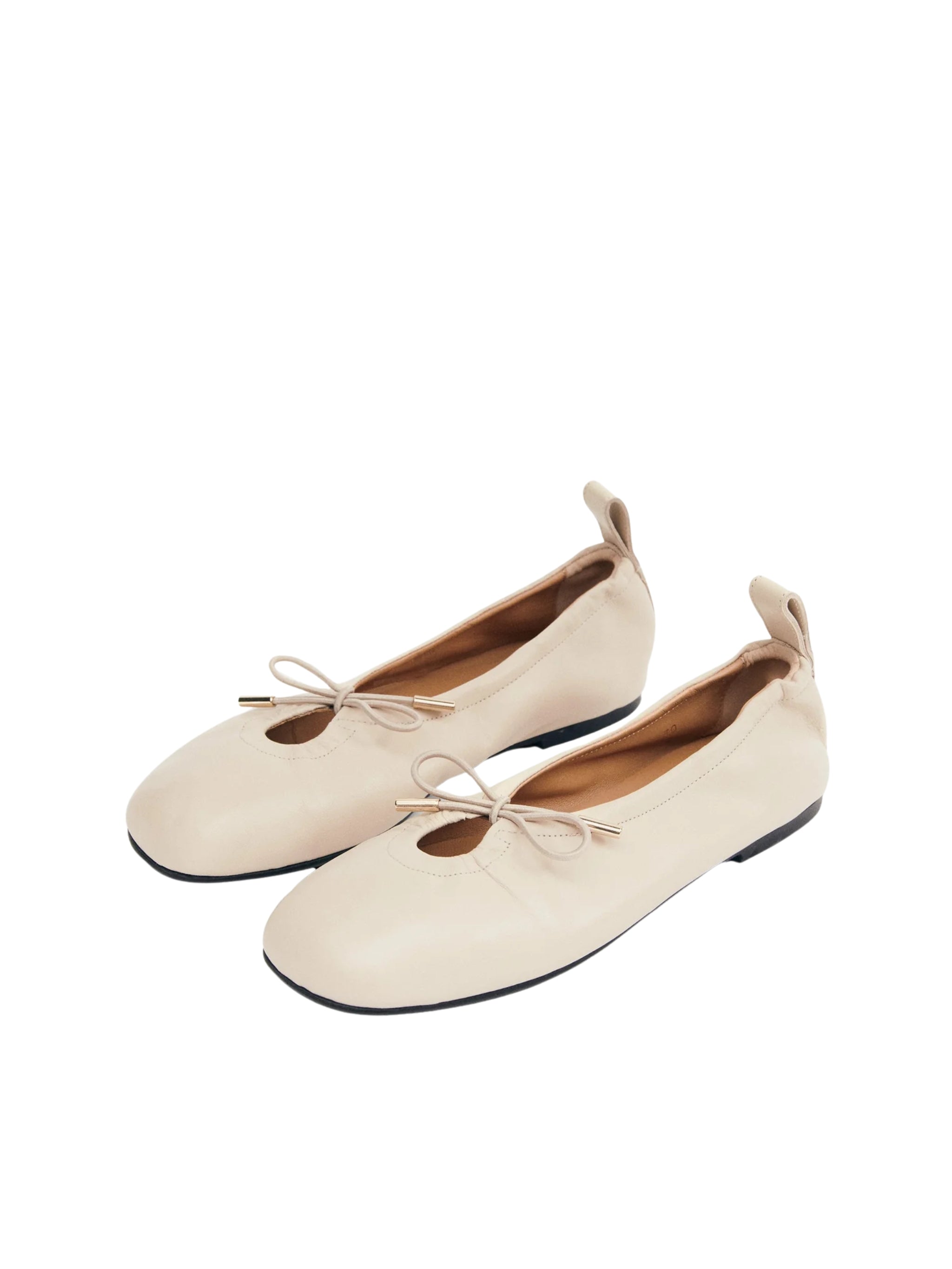 ROSALIND CREAM LEATHER BALLET FLATS