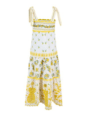 SICILY OFF-WHITE RICHELIEU MIDI DRESS