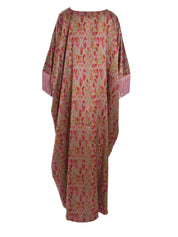 BROWN KAFTAN WITH DARK PINK ON THE SLEEVES