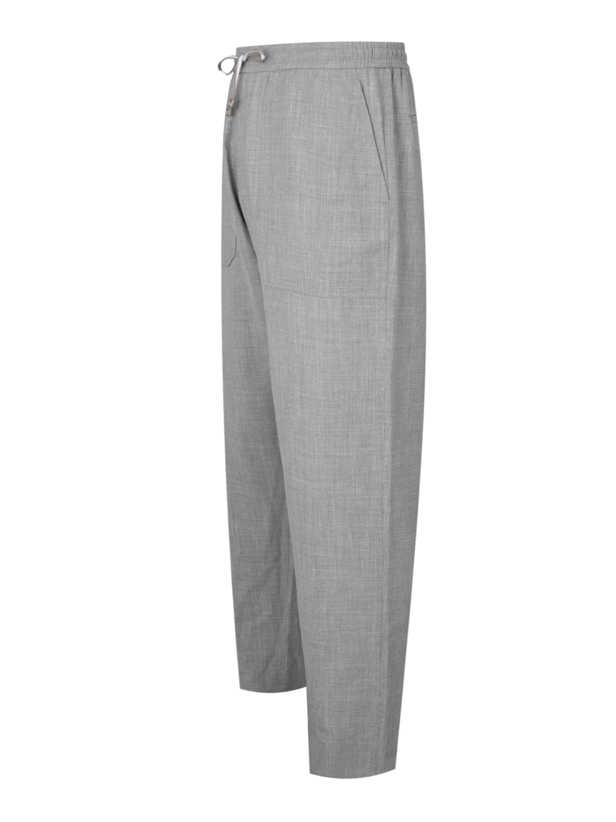 Wool silk linen drawcord pants