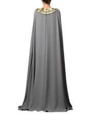 CREPE DRESS WITH EMBROIDERED NECKLINE