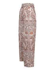 Fia twill silk print straight leg long pant