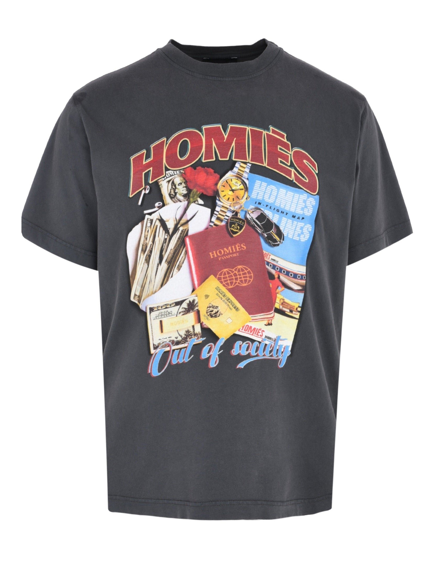 Out of society t-shirt vintage grey