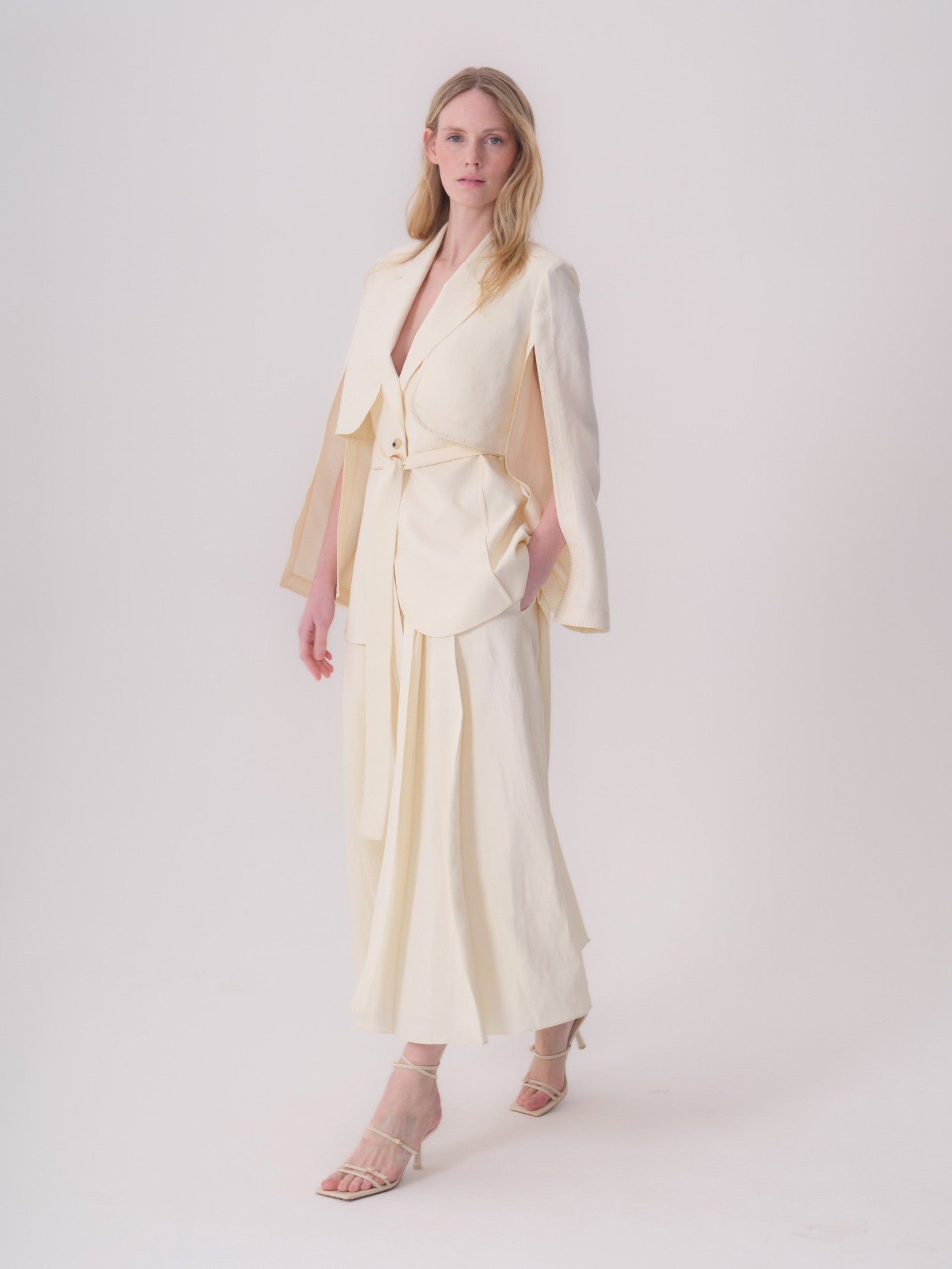 Jacket with Decorative Stitching and Bolero Detail