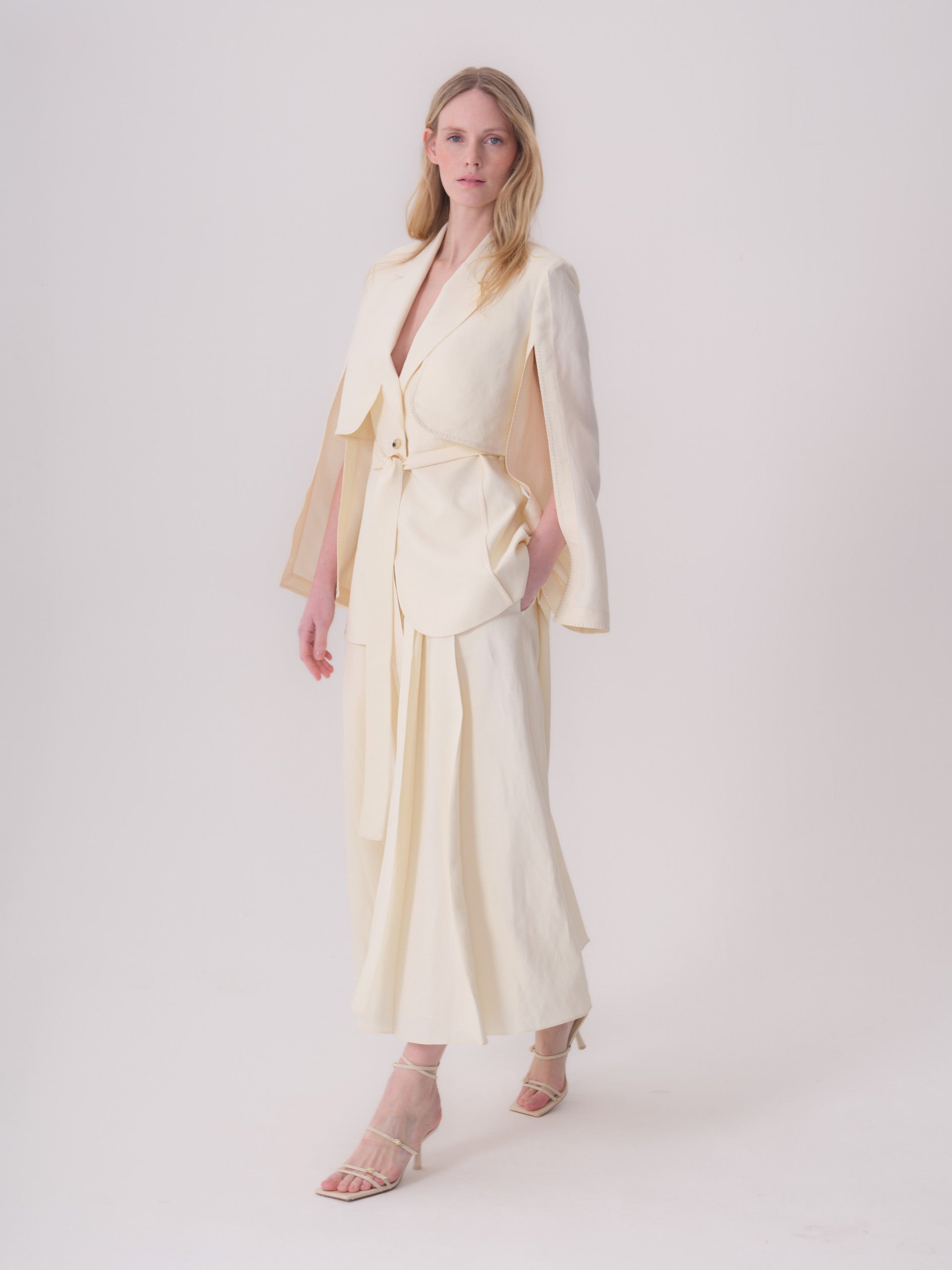 Jacket with Decorative Stitching and Bolero Detail