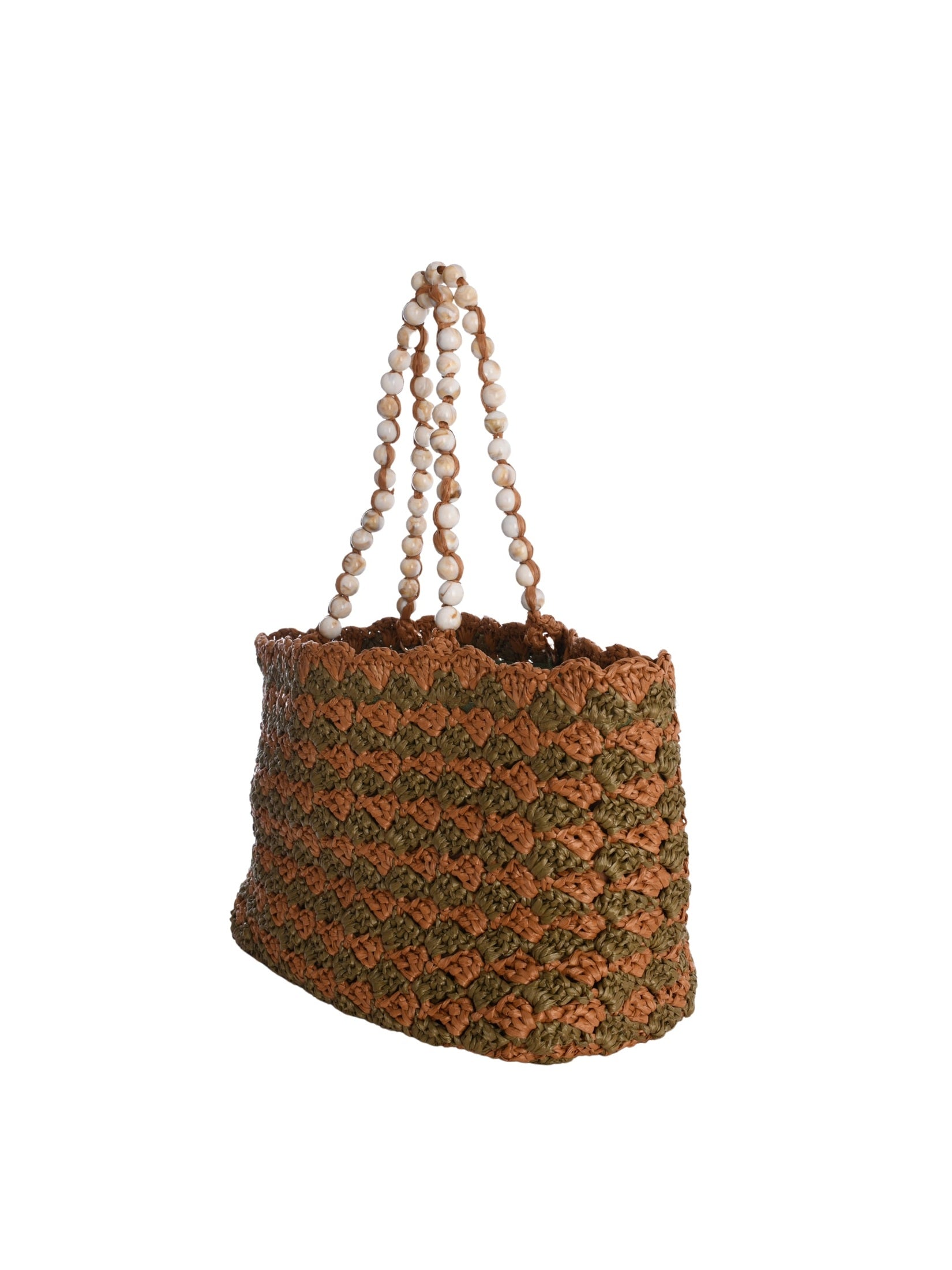 Khaki & brown capri beach bag