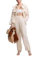 WAIST DRAWSTRING LIGHT BEIGE JACKET