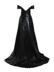 GOLD LAME OFF-SHOULDER DRESS