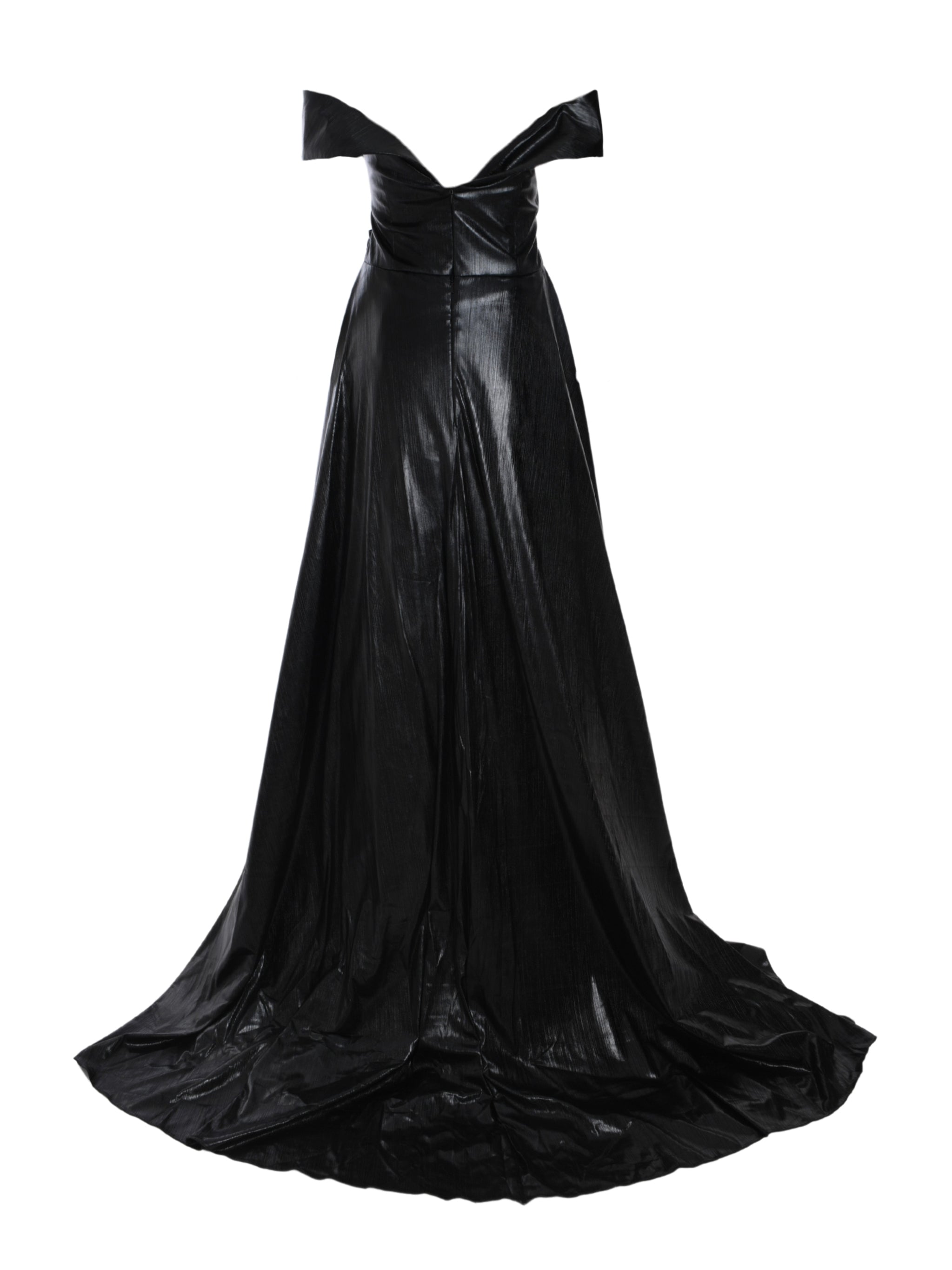 GOLD LAME OFF-SHOULDER DRESS