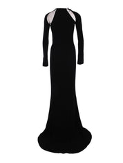 SEC SKIN CRYSTAL TIE LONG DRESS BLACK