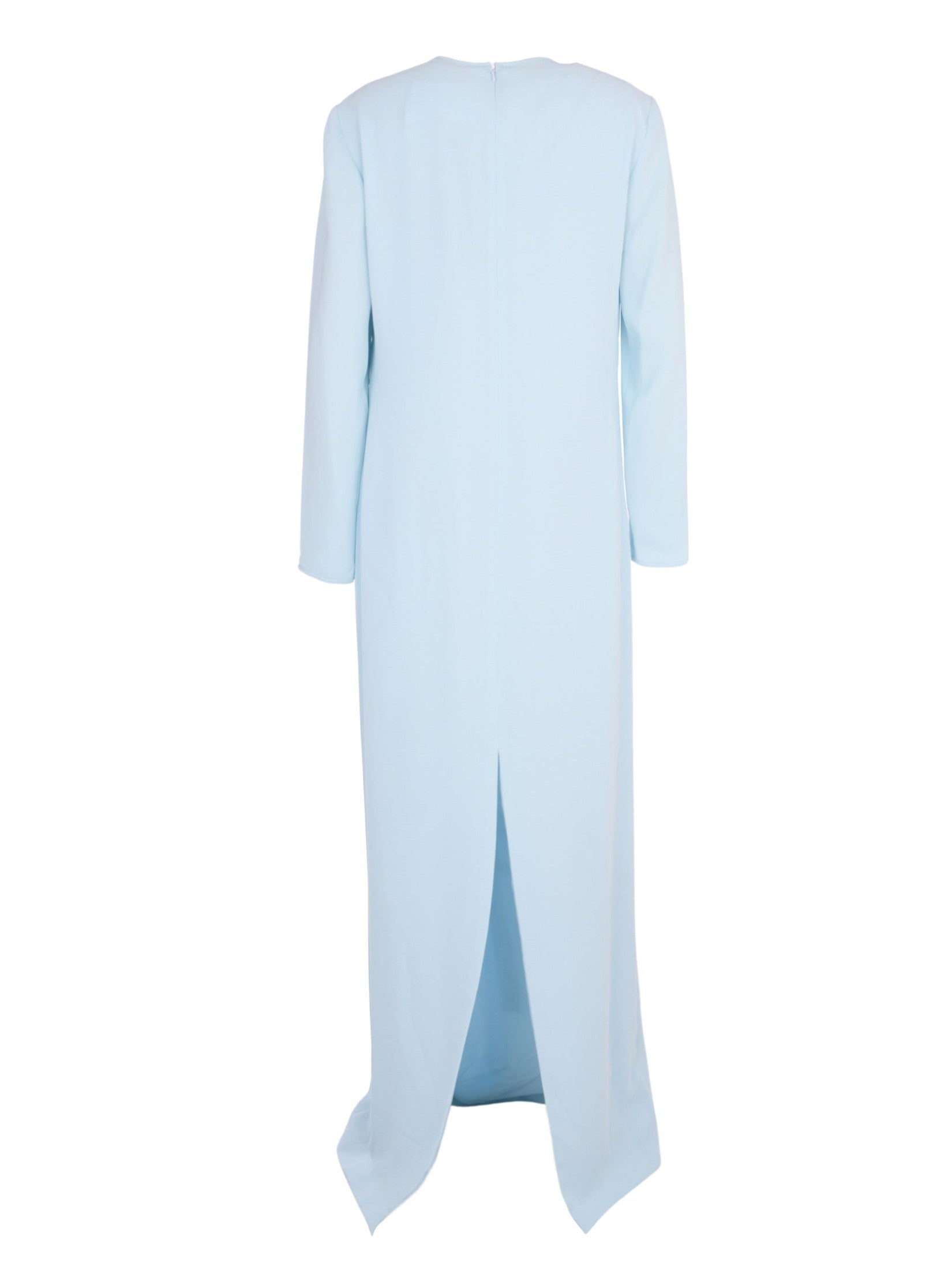 Crepe column gown w. crystal poppy applique