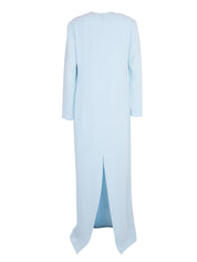 Crepe column gown w. crystal poppy applique