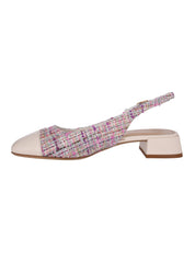 Slingback nappa & tweed off w & multic
