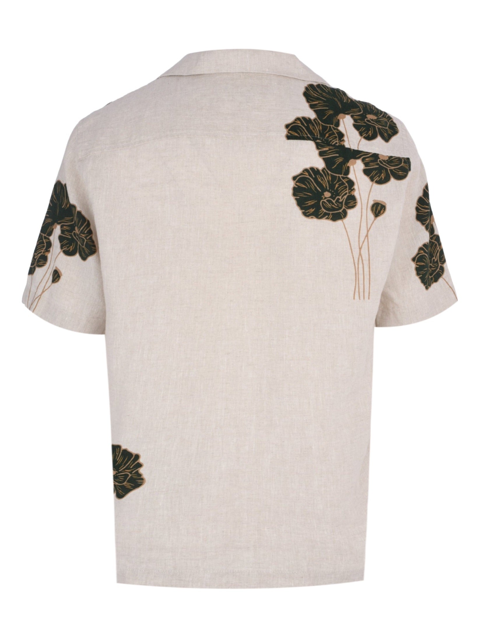 Roberto linen ss shirt linear floral print