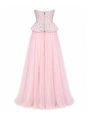 Crystal Corset & Tulle Skirt Maxi Dress