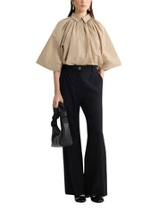 Recycled Faille Voluminous Short-Sleeved Blouse