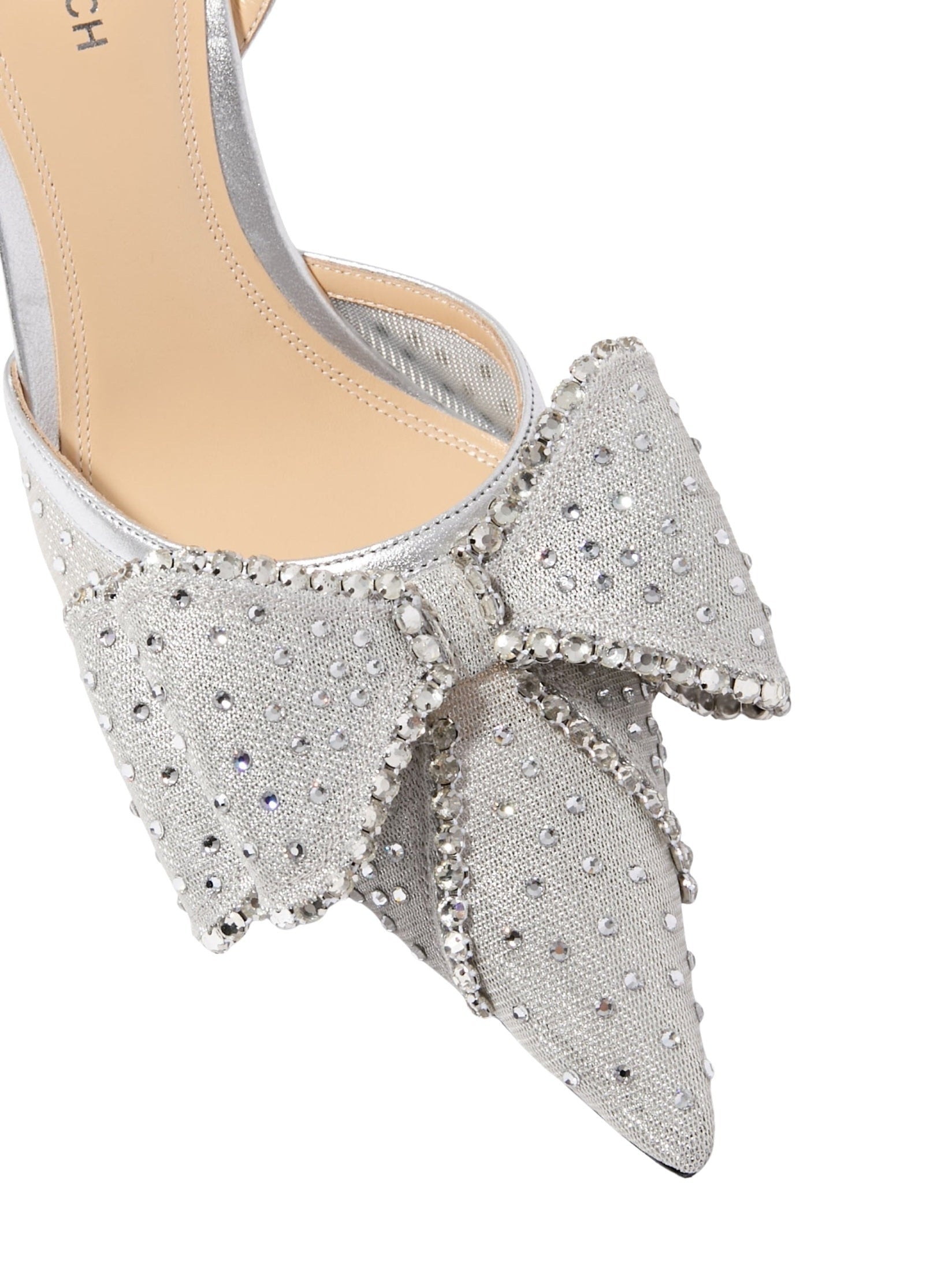 Le cadeau silver crystal mesh slingback (85mm)
