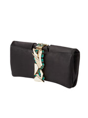 Oasis pouch stone-encrusted satin clutch