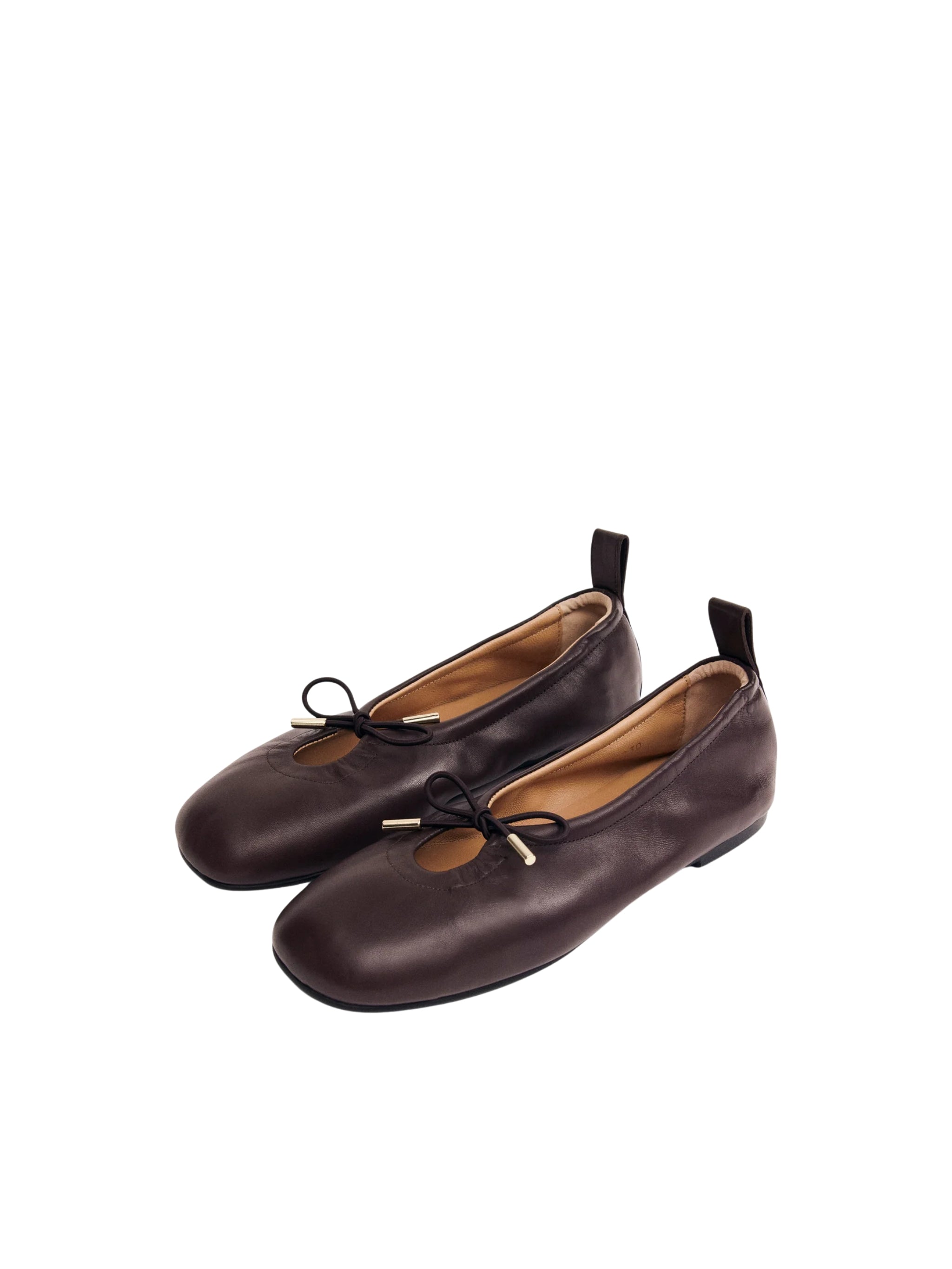 ROSALIND BROWN LEATHER BALLET FLATS