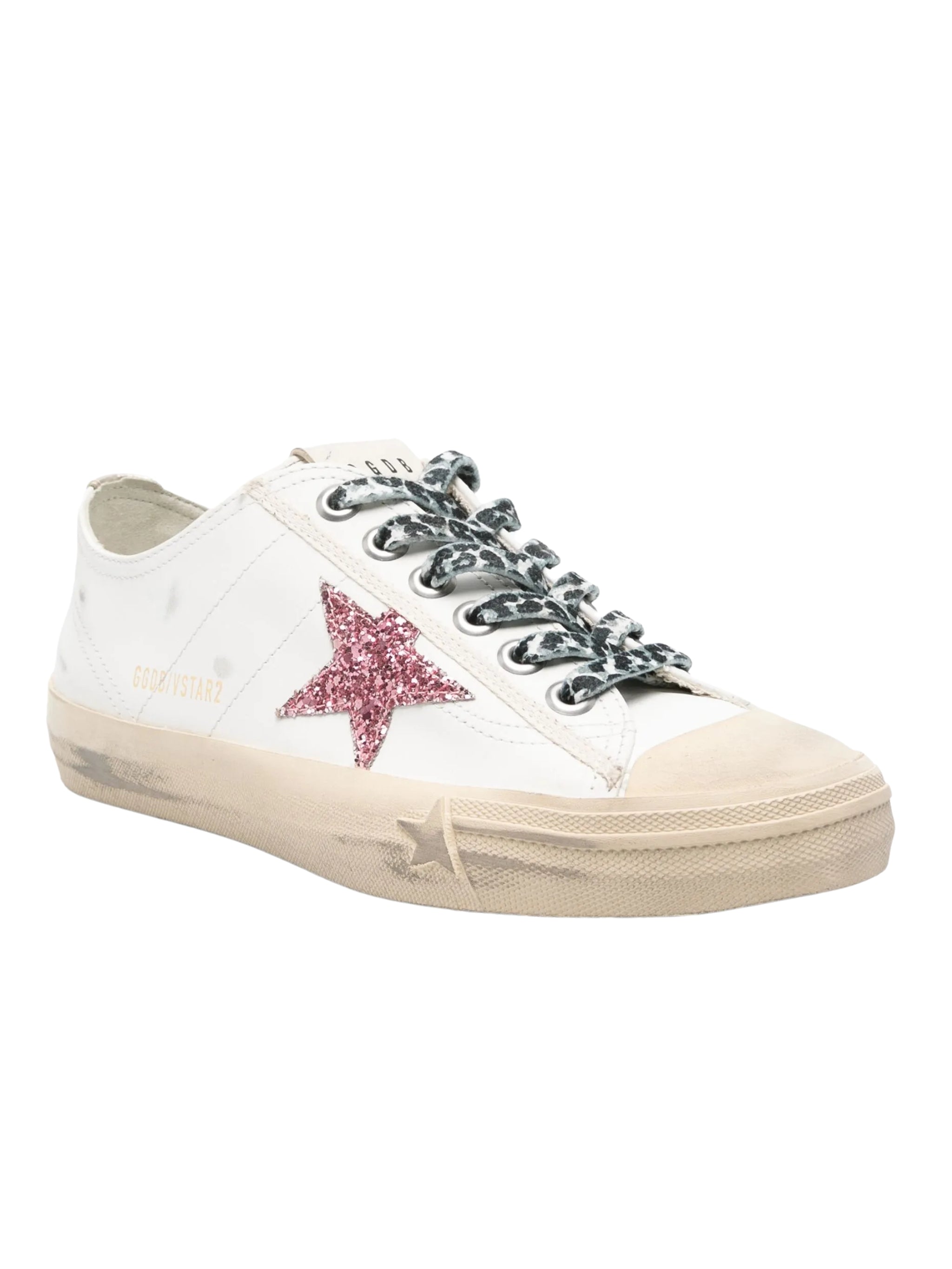 V-Star with pink glitter star and metallic leather heel tab