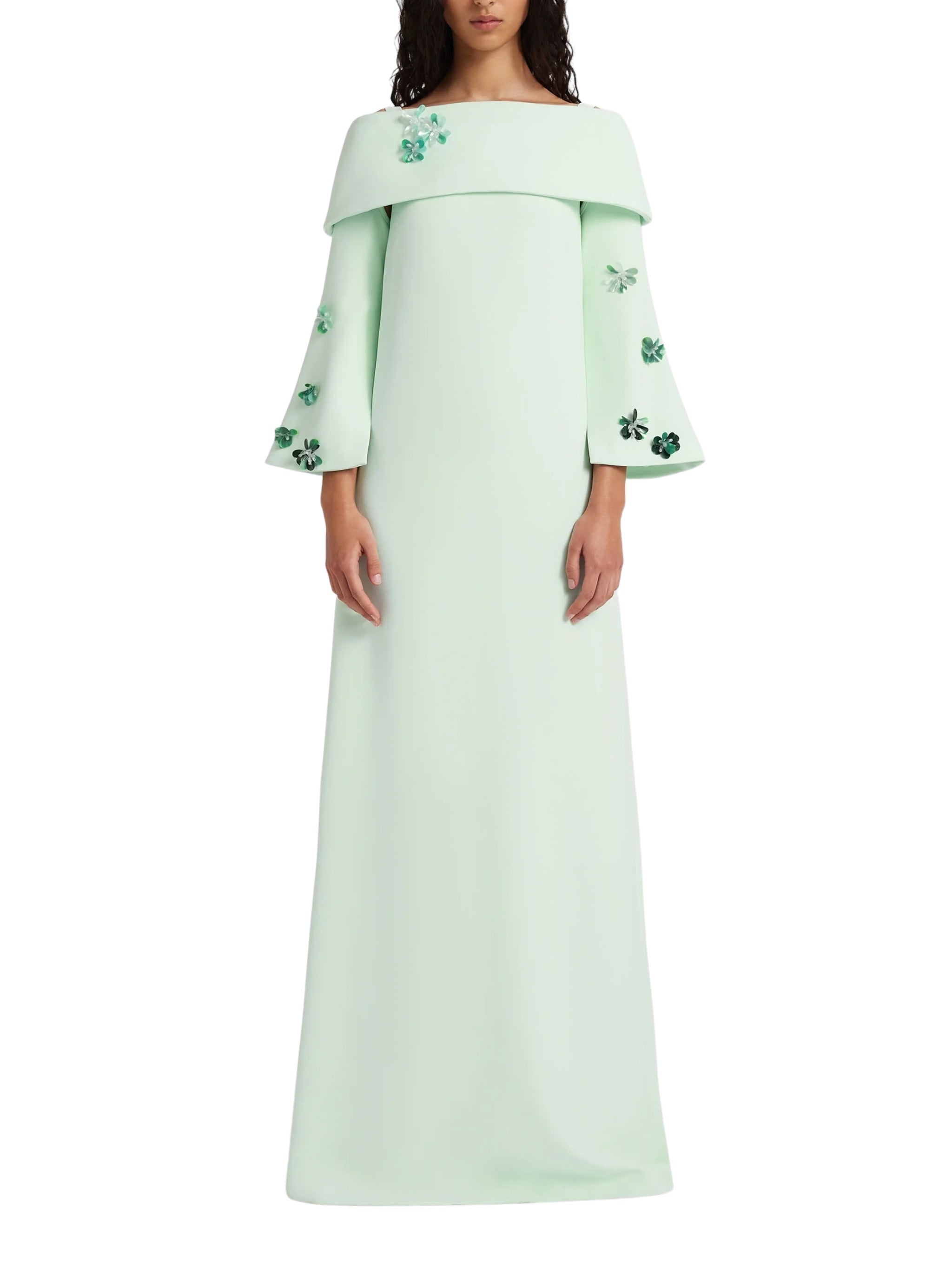 Floor length sleeveless shift dress with harness