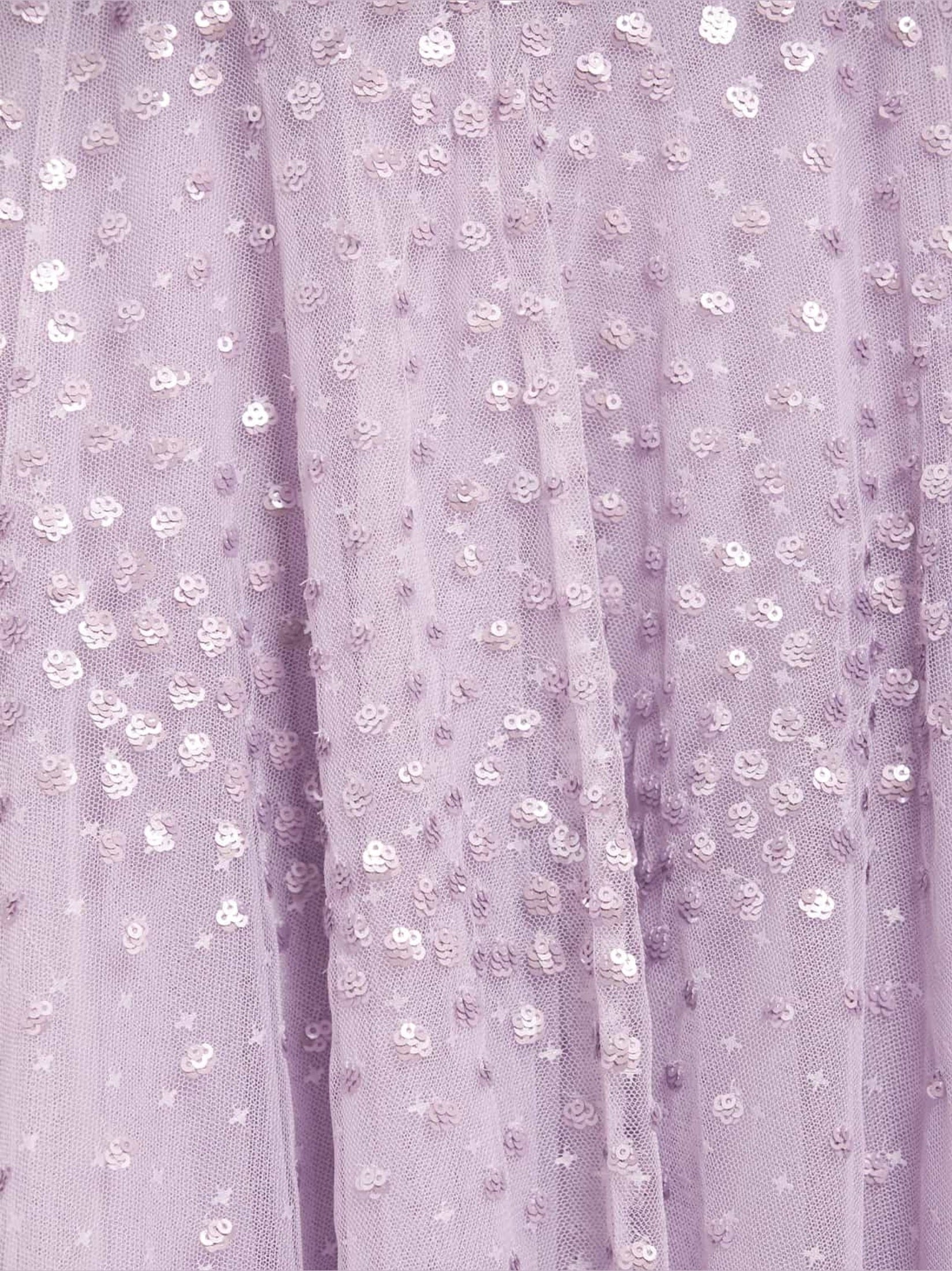 Scallop sequin v-neck ankle gown