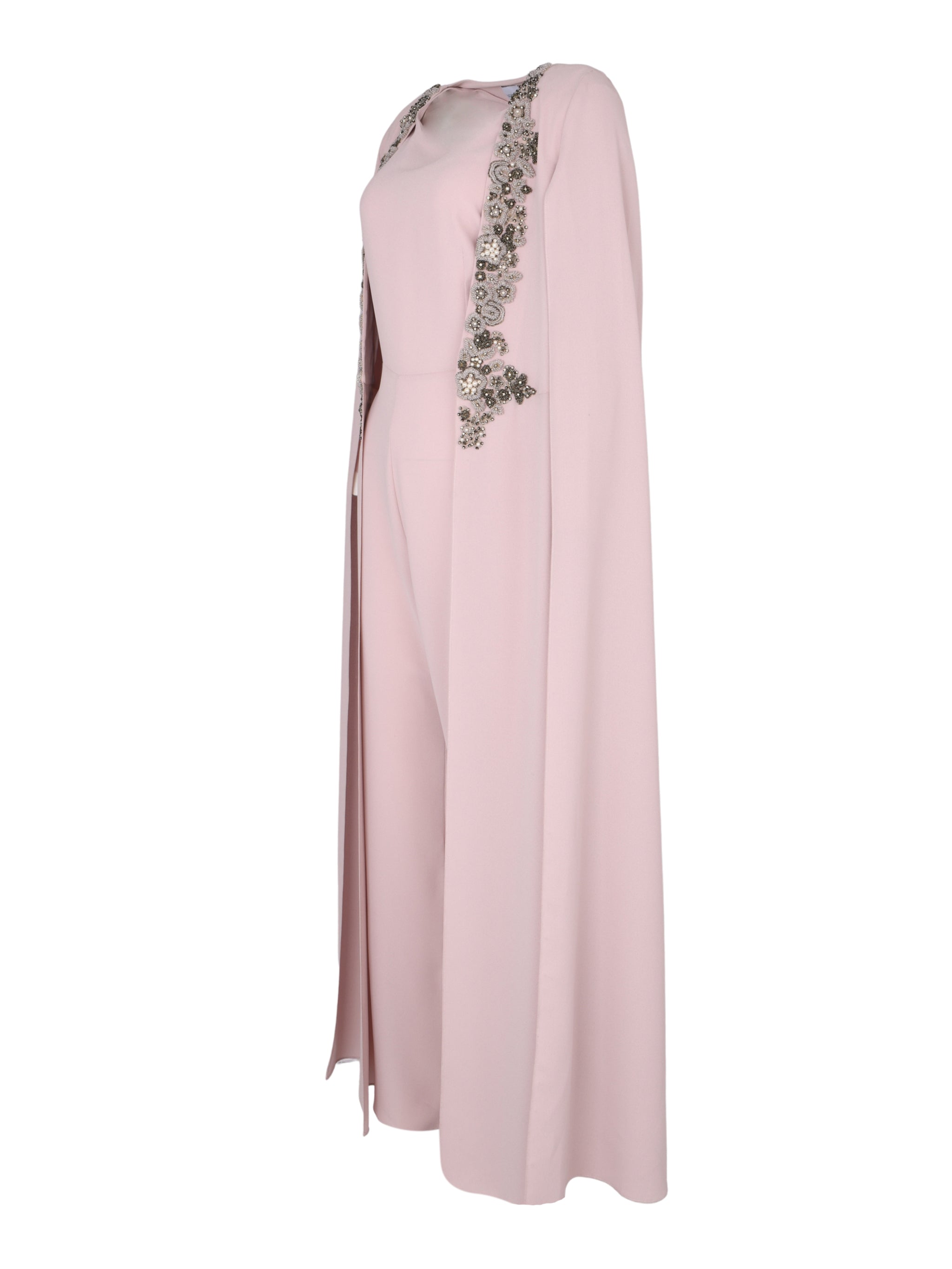 Pink Plain Dress With Cape