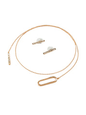 Scarf set of necklace and earrings in sterling silver & 18k gold vermeil and yellow cz