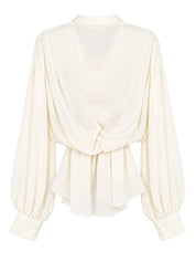 Ecru Lace Blouse with Floral Details