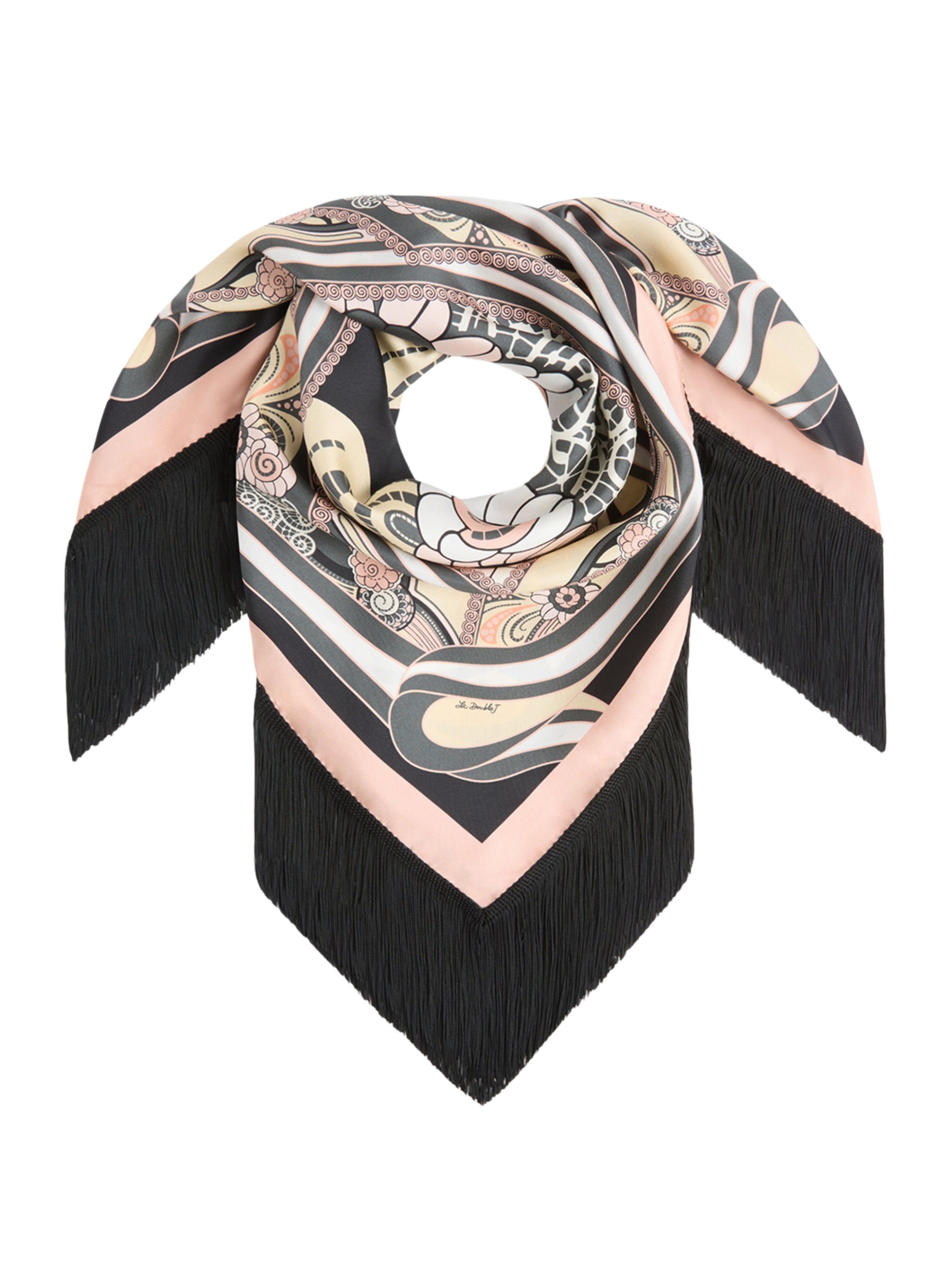 Reversible fringe foulard 90 ambrosia placee