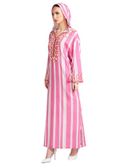 PINK HOODIE KAFTAN WITH EMBROIDERY