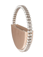 Eternity satin champagne round stone-encrusted satin clutch