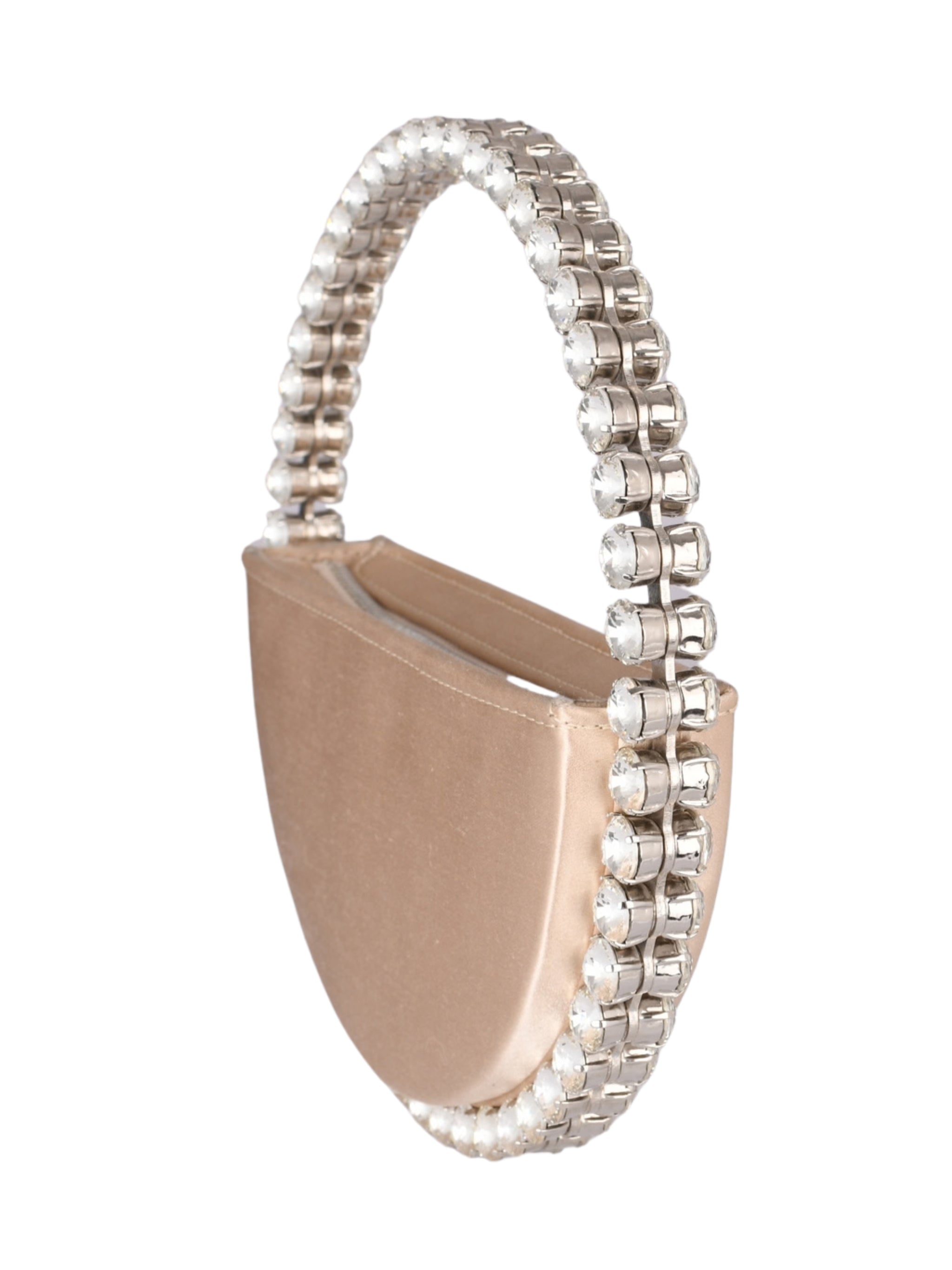 Eternity satin champagne round stone-encrusted satin clutch