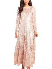 ROSANNA LATTICE ROUND NECK GOWN