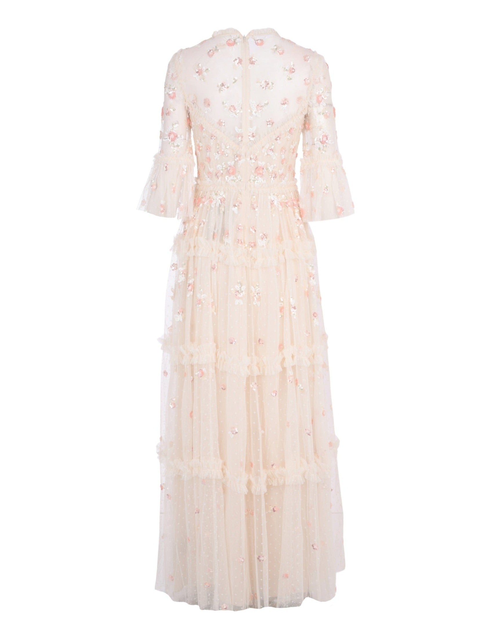 Shimmer ditsy long sleeve gown