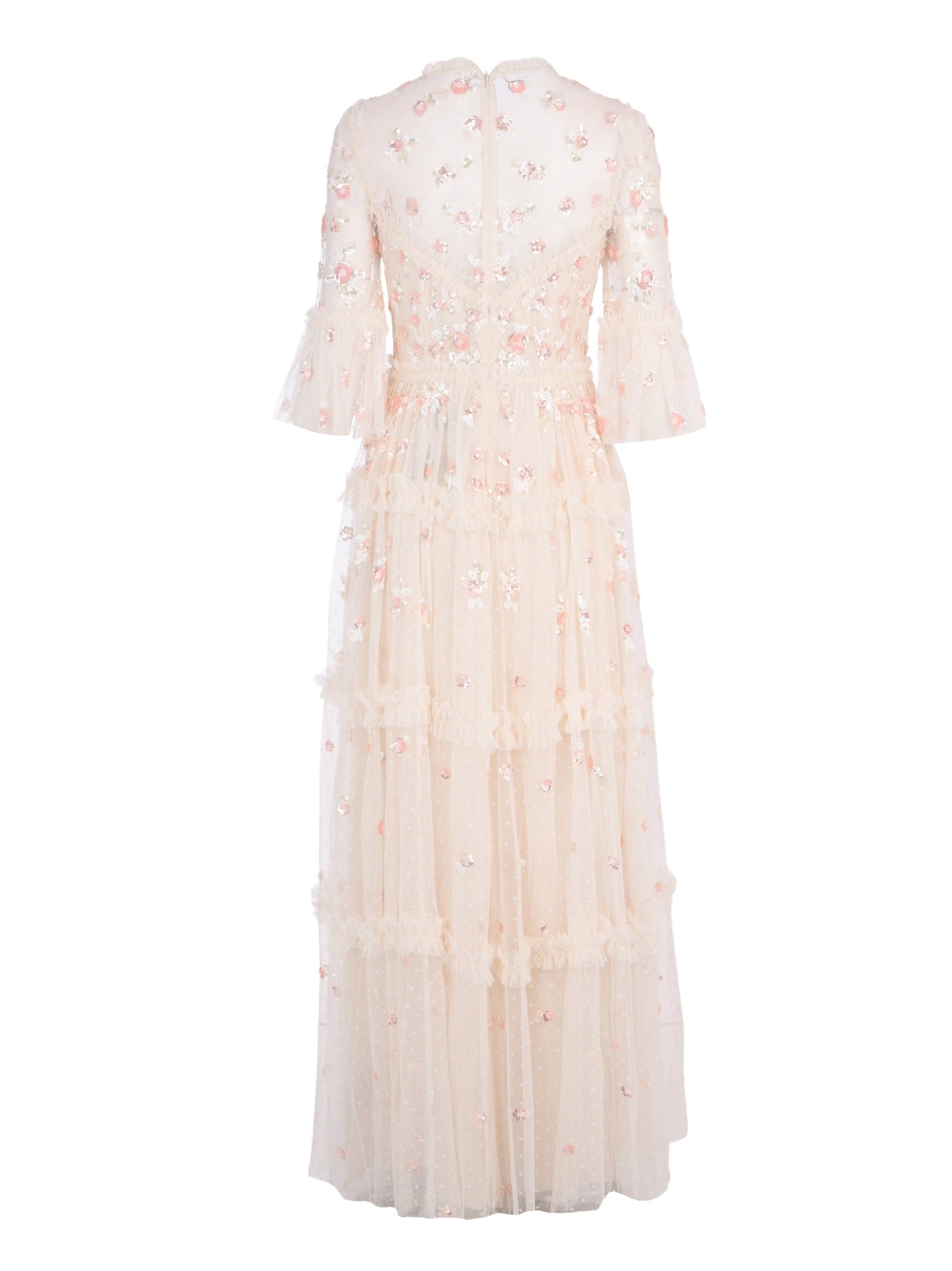 Shimmer ditsy long sleeve gown
