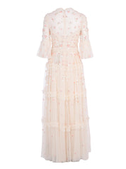 Shimmer ditsy long sleeve gown